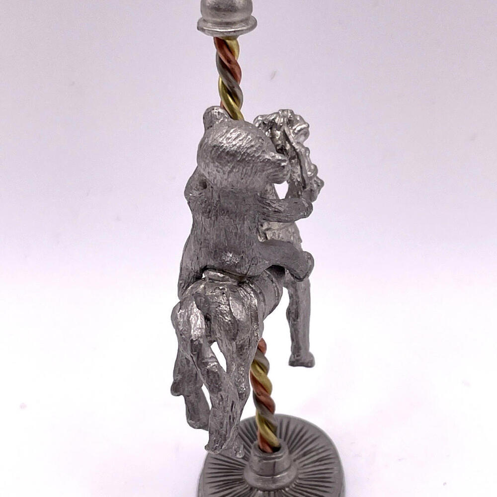 Spoontiques Teddy Bear On Carousel Horse Pewter Figurine PP690 Vintage‎ 1987 - Picture 3 of 7